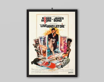 Live and Let Die 1973 Vintage Movie Poster. Guy Hamilton Movie. French Movie Poster.