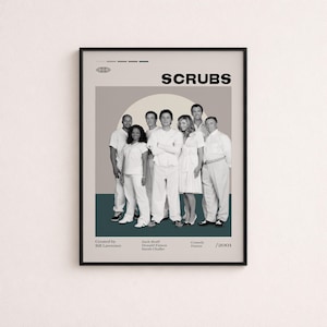 Scrubs Tv Show Poster, Custom Tv Show, Custom Movie Poster, Retro Movie Poster.
