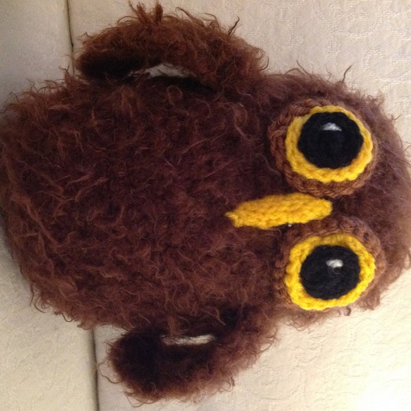 Owl Watch Over You" owl series - Baby Brown Owl with Gold Eyes