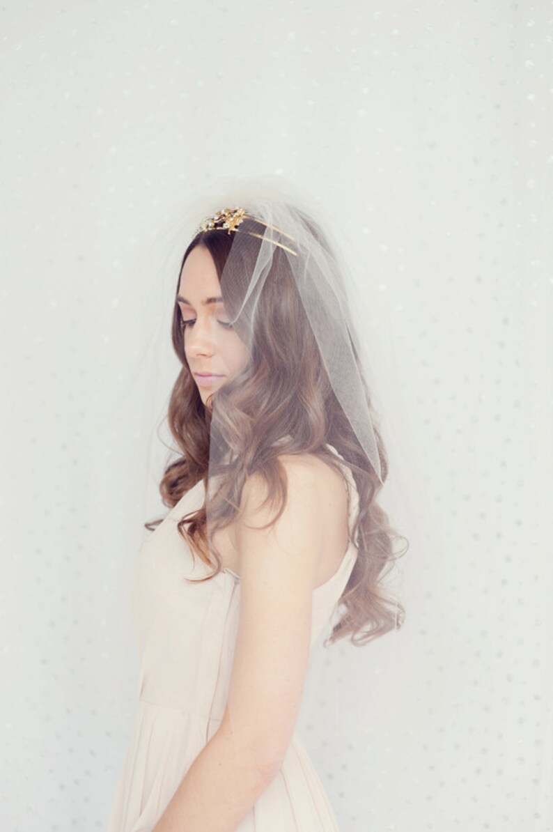 double layer and elbow length Bridal tulle veil