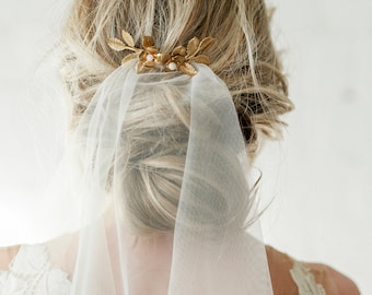 Emerson Bridal Veil - drop veil with brass hair comb attached