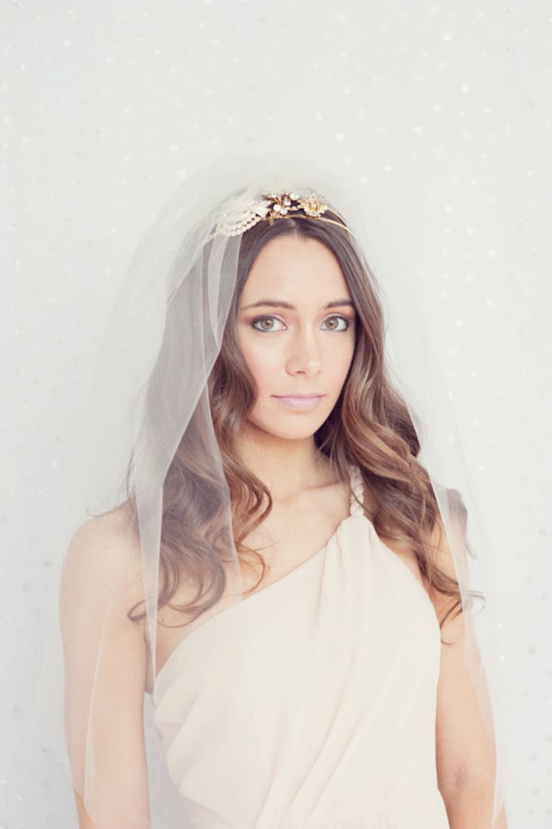 double layer and elbow length Bridal tulle veil