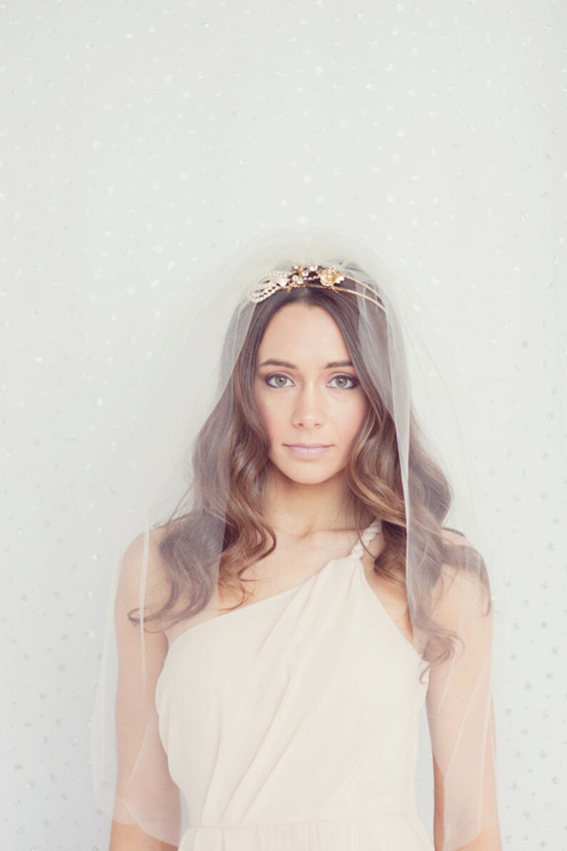 double layer and elbow length Bridal tulle veil