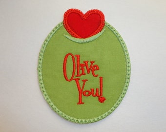 Olive Patch, Olive Iron On, Olive You Patch, Olive You Iron On, Love Patch, Olive Decal, Olive You Decal, Heart Iron On Patch, Love Patch