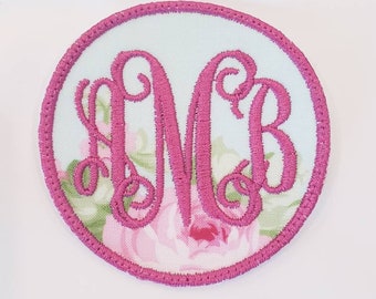 Monogrammed Patch, Mongram Iron On, Initial Patch, Personalized Patch, Circle Patch, Personalized Circle Thin Monogrammed Iron On Patch