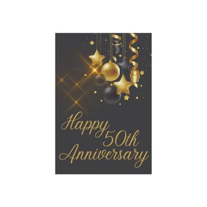 50th Anniversary Garden Flag, Poly Poplin-Canvas Yard Sign image 4