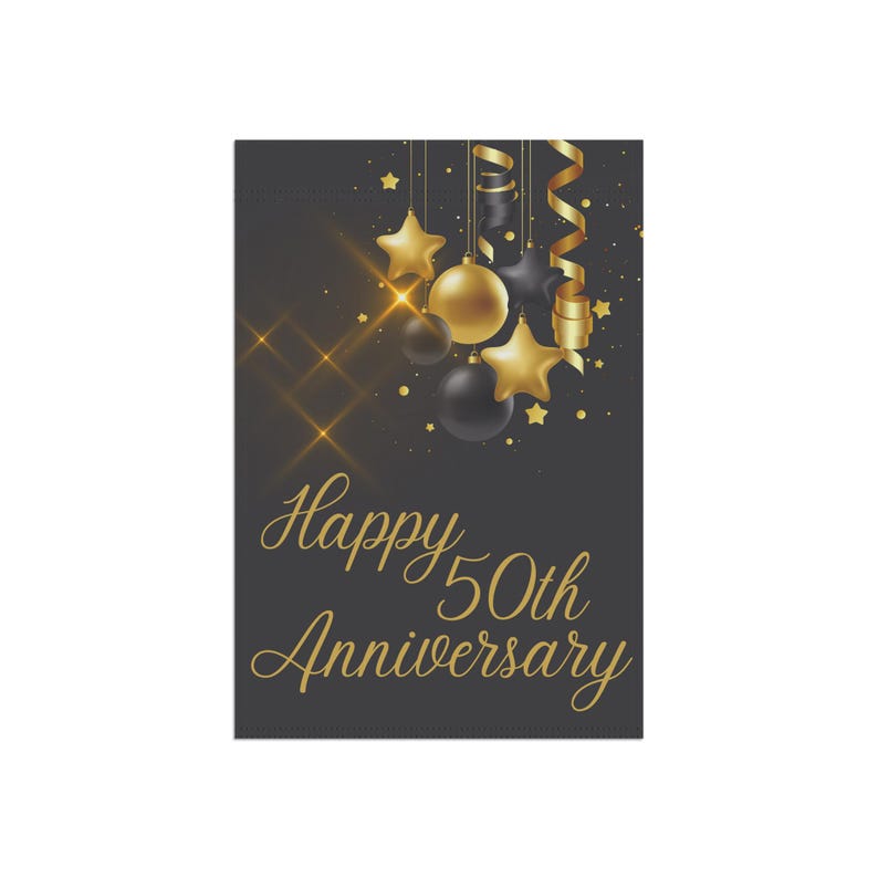 50th Anniversary Garden Flag, Poly Poplin-Canvas Yard Sign image 4