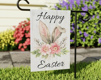 Easter Garden Flag, Garden Flag, Happy Easter Flag, Easter Bunny, Bunny Flag, Yard Flag, Yard Art, Garden Decor, Outdoor Flag, Yard Sign