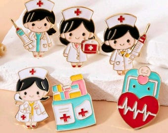 Cute Nurse Enamel Pin, Health Care Brooch, Doctor Gift