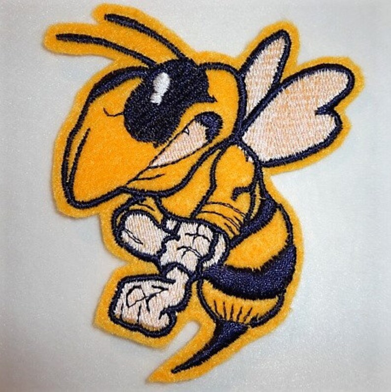 Hornet Patch, Yellow Jacket Patch, Hornet Iron On, Embroidered Felt Hornet Patch image 2