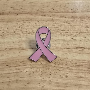Pink Ribbon Enamel Pin: Breast Cancer Awareness Brooch