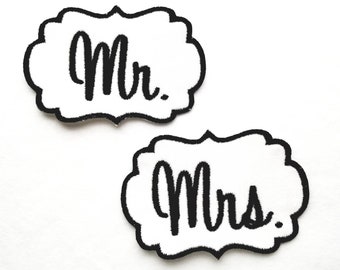 MR and MRS Iron On Patch, Name Patch, Monogrammed Patch