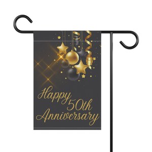 50th Anniversary Garden Flag, Poly Poplin-Canvas Yard Sign image 3