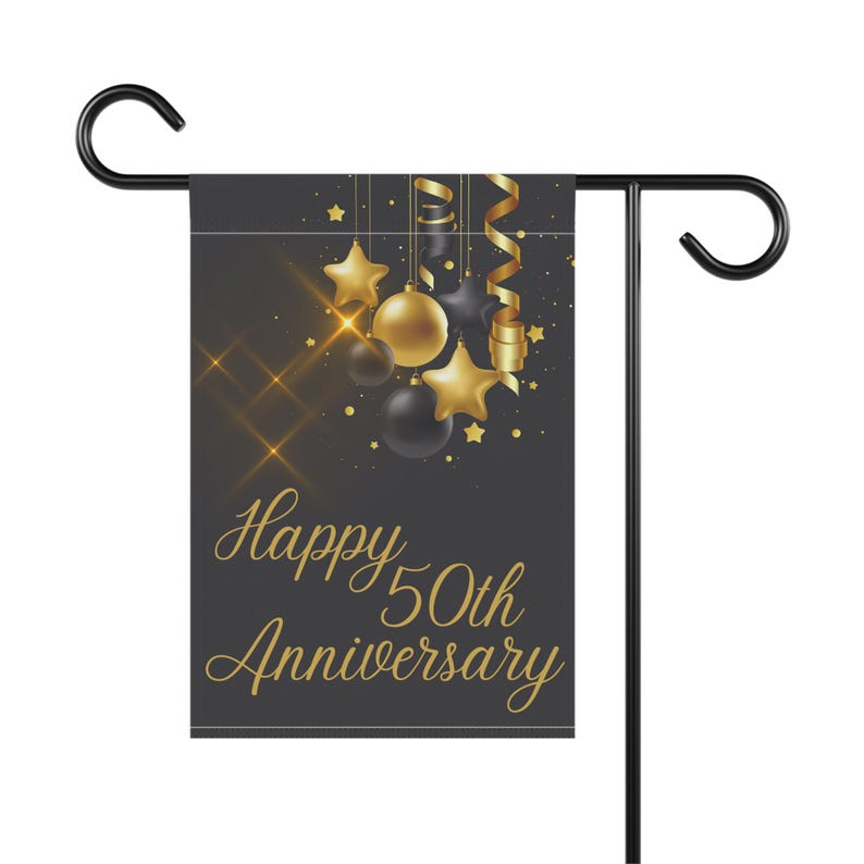50th Anniversary Garden Flag, Poly Poplin-Canvas Yard Sign image 3