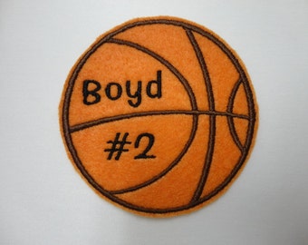 Personalized Embroidered Felt Basketball Iron On Sew On Patch