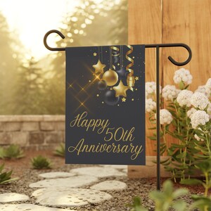 50th Anniversary Garden Flag, Poly Poplin-Canvas Yard Sign image 5
