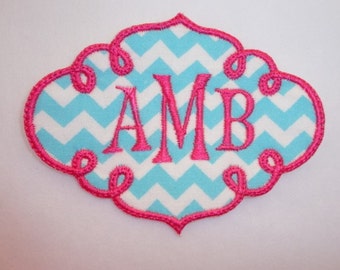 Monogram Patch, Personalized Monogrammed Swirl Iron On Patch, Name Patch