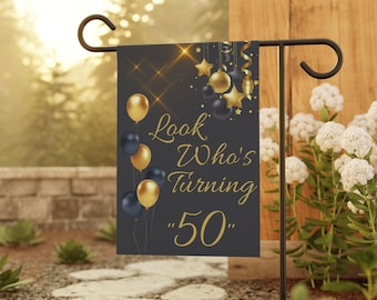 Gold & Black 50th Birthday Garden Banner | House Flag