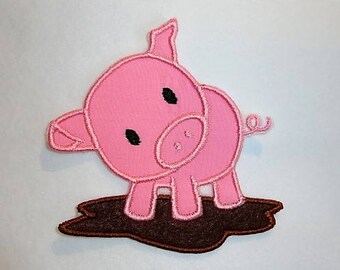 Piggy Patch, Piggy Iron On, Pig Patch, Pink Pig Patch, Pig Iron On, Pig in Mud, Piggy Applique, Cute Pig Patch, Piggy Face, Pig Applique