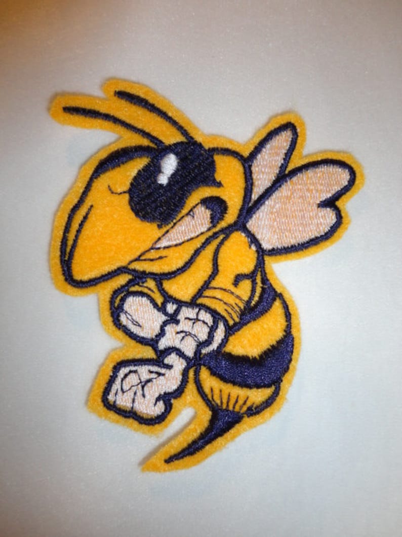 Hornet Patch, Yellow Jacket Patch, Hornet Iron On, Embroidered Felt Hornet Patch image 3