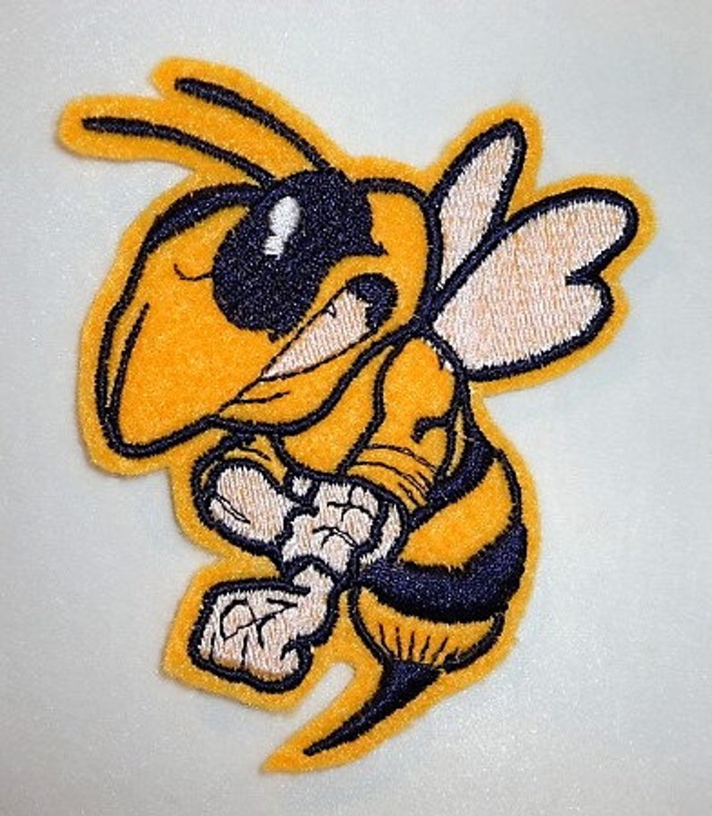 Hornet Patch, Yellow Jacket Patch, Hornet Iron On, Embroidered Felt Hornet Patch image 1