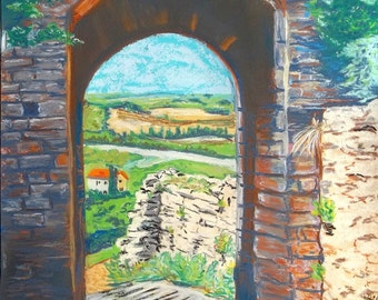 Porte de la ville de Monteriggioni sur les collines