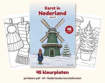 Weihnachtsmalbuch mit dickeren Linien, Weihnachten in den Niederlanden Band 2, 45 Weihnachtsmalvorlagen für Erwachsene, druckbare A4-PDF-Datei