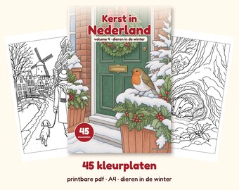Weihnachtliches Malbuch: Tiere im Winter, Weihnachten in den Niederlanden, Band 4, 45 Ausmalbilder für Erwachsene, Vögel und Nutztiere, PDF A4