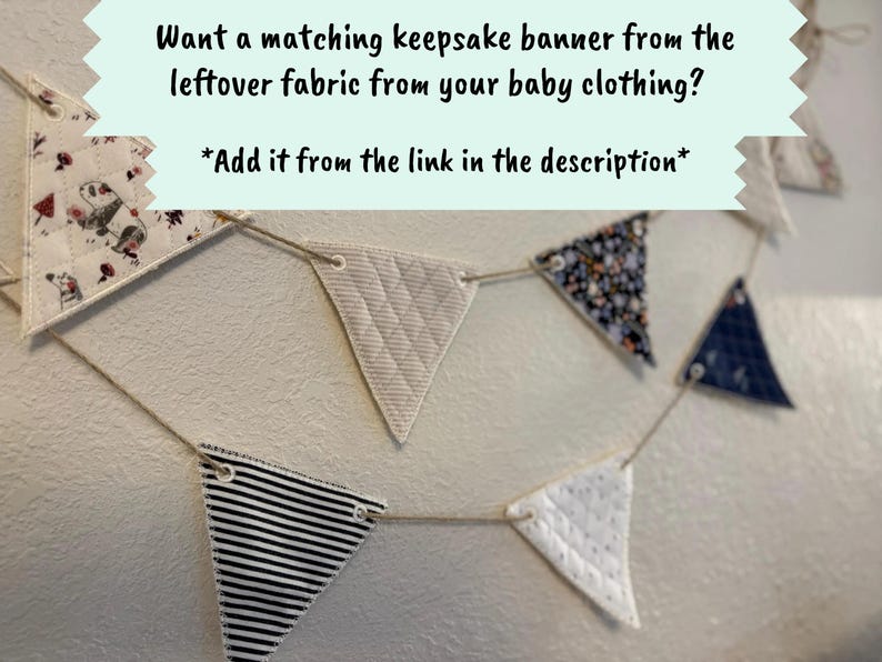 a decorative garland made of various fabric pieces, including striped and floral patterns, hanging on a wall.