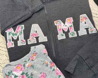 Keepsake Mama Zip-Up Hoodie Unisex Size| Custom Applique from Baby Clothes