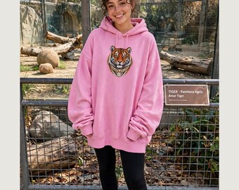 Vintage Tiger Head Hoodie | Realistic Animal Illustration