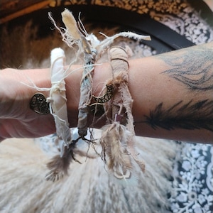 Artisan handcrafted edgy boho dread charm bracelets, set of 3.