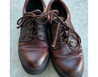 Scarpe Oxford da uomo Timberland vintage in pelle marrone con lacci, modello basso 64382, taglia 9 M