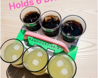 Collapsible 6-Cup Drink Holder Caddy – Portable Outdoor Carrier - Personalizations Available