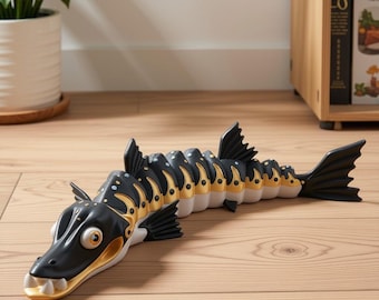 Customizable 3D Printed Flexi Barracuda – Articulated Fidget Toy – Fully Poseable Desk Companion