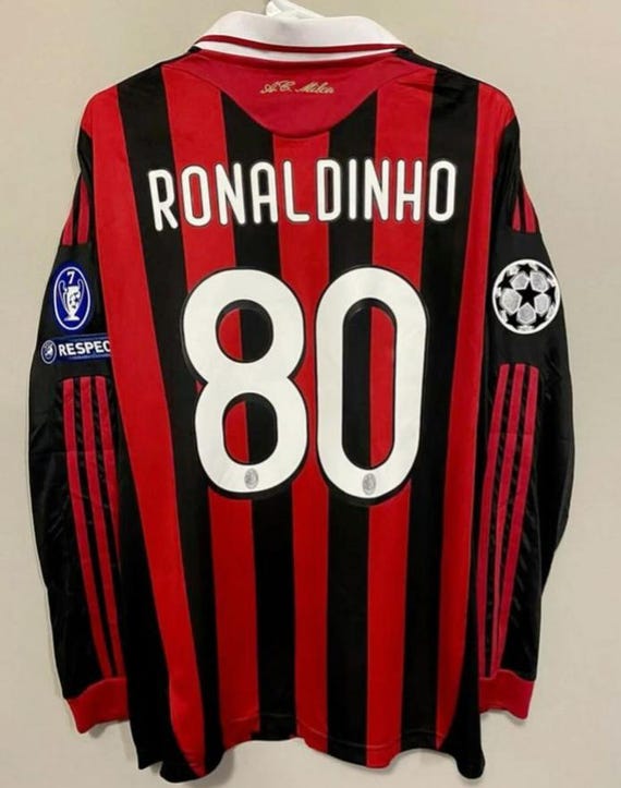 Vintage AC Milan Ronaldinho #80 Jersey Retro Football Shirt Long