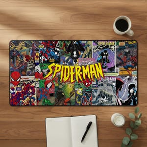 Spider Man Comic Mouse Pad, Superhero Desk Mat, Vintage Comic Mousepad, Marvel Style Gaming Desk Setup, Pop Art Desk Decor, Gamer Gift