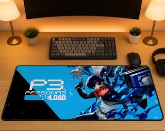 Tappetino per mouse Persona 3, tappetino da scrivania SEES Gaming, tappetino per mouse anime RPG, set da scrivania estetico blu, decorazione da scrivania JRPG, regalo per i fan di Persona