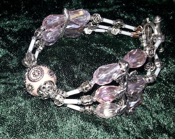 Bracelet Roses and Thorns Ceramic, Glass and Silver