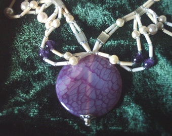 Dragon Vein Agate Necklace with earrings