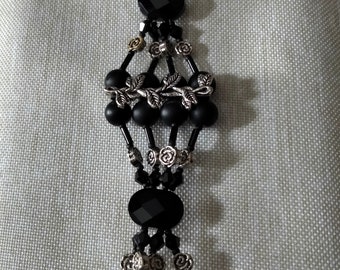 Bracelet Roses and Thorns Black Glass and Silver