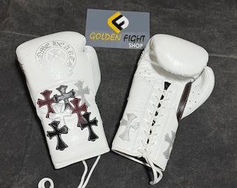 Custom Made Chrome Heart New design Cow Hide Leather Boxing Gloves Training Sparring Gloves.