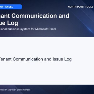 Tenant Communication and Issue Log Excel Spreadsheet | Business Tracker, Calculator and Dashboard