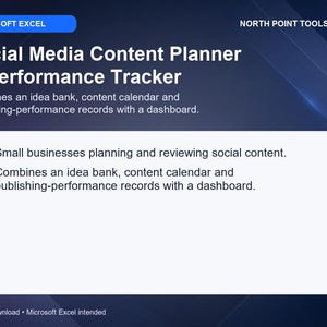 Social Media Content Planner & Performance Tracker | Microsoft Excel Spreadsheet for Small Business