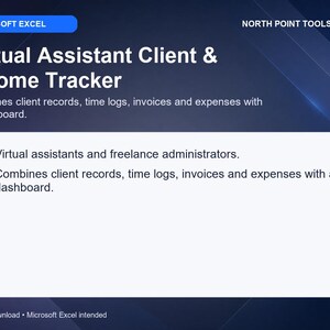 バーチャルアシスタントの顧客および収入トラッカー | 中小企業向けMicrosoft Excelスプレッドシート