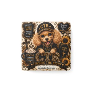 Nerdy Poodle CTR Cap Porseleinen Magneet, Vierkant