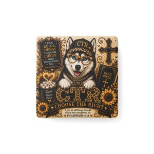Nerdy Husky CTR Cap Porseleinen Magneet, Vierkant