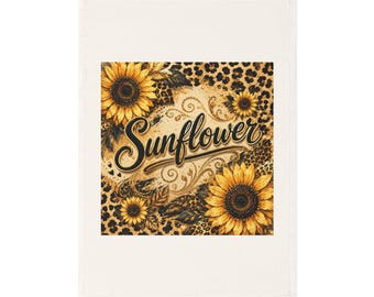Sunflower Cheetah Cotton Tea Towel