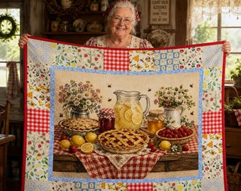 Patriotyczna kołdra piknikowa, amerykańska kołdra w stylu wiejskim, pościel w stylu rustykalnym, letnia kołdra w stylu vintage, wystrój kuchni babci