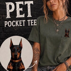 Personalized Pet T-Shirt | Custom Pet T-Shirt |  Middle Finger Pocket Surprise | Custom Pet Portrait | Dog Mom Gift | Personalized Pet Gift